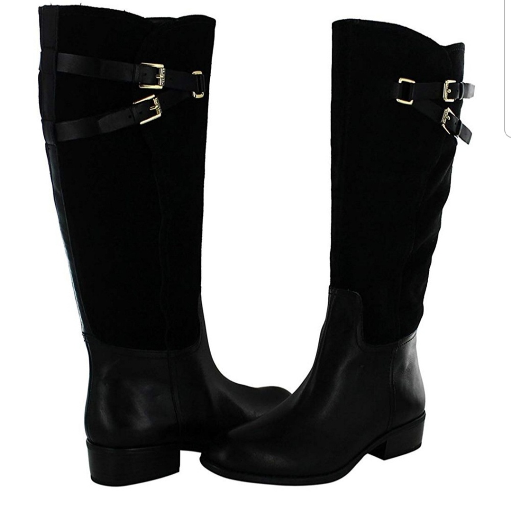 Ralph Lauren Black Suede/Leather Tall Boots